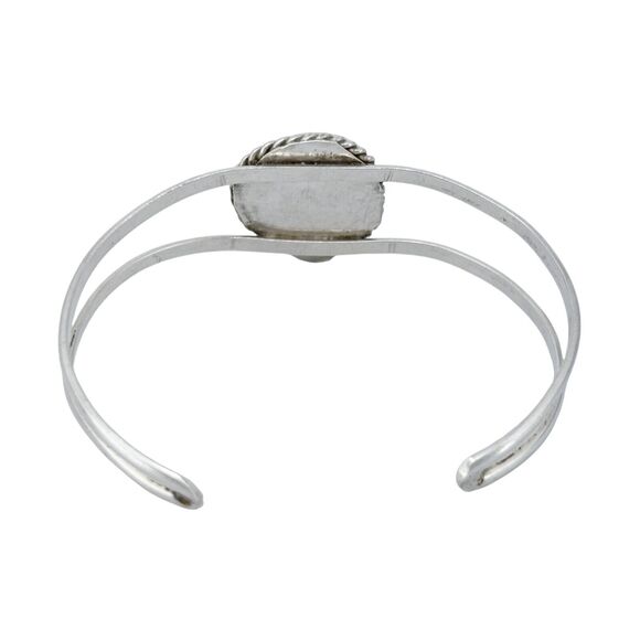 Vintage Sterling Silver 925 Rope Frame Turquoise Cuff Bracelet 6" - Picture 4 of 8